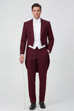 Black Peak Lapel 3 Piece Single Breasted Men's Prom Suits