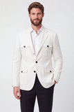 Notch Lapel White Single Breasted Men's Blazer Jacket