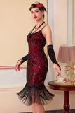 Sparkly Sequins Bodycon Midi 1920s Dress with Fringe Hem