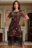 Great Gatsby Party Short Sleeves Sequin 1920s Flapper Dress