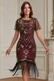 Great Gatsby Party Short Sleeves Sequin 1920s Flapper Dress