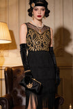 Gold Embroidered Flapper Tiered Fringe Great Gatsby 1920s Party Dress
