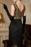 Gold Embroidered Flapper Tiered Fringe Great Gatsby 1920s Party Dress