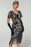 Vintage Sequin Fringe Great Gatsby 1920s Flapper Dress