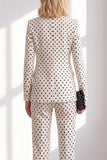 Black Polka Dots Pantsuits Peak Lapel Women Wedding Suits with Bow