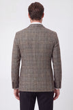 Coffee Notched Lapel Single Breasted Men's Blazer Jacket