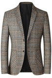 Coffee Notched Lapel Single Breasted Men's Blazer Jacket