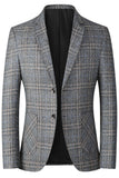 Coffee Notched Lapel Single Breasted Men's Blazer Jacket