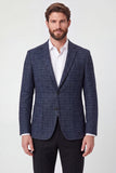 Navy Notch Lapel Single Breasted Men's Prom Blazer Jacket