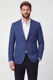 Blue Single Breasted Notch Lapel Men's Blazer Jacket
