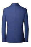Blue Single Breasted Notch Lapel Men's Blazer Jacket