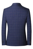 Blue Single Breasted Notch Lapel Men's Blazer Jacket