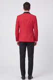 3 Piece Red Shawl Lapel One Button Men's Prom Suits