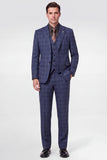 Navy 3 Piece Notch Lapel Single Breasted Men's Prom Suits