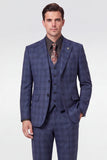 Navy 3 Piece Notch Lapel Single Breasted Men's Prom Suits