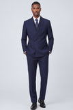 2 Piece Navy Shawl Lapel One Button Men's Prom Suits