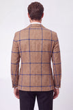 Brown Notch Lapel Single Breasted Men's Blazer Jacket
