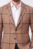 Brown Notch Lapel Single Breasted Men's Blazer Jacket