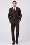 Brown Single Breasted 3 Piece Notch Lapel Men's Prom Suits