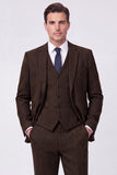 Brown Single Breasted 3 Piece Notch Lapel Men's Prom Suits