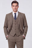 Brown Single Breasted 3 Piece Notch Lapel Men's Prom Suits