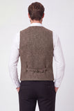 Brown Single Breasted Men's Suit Vest