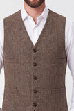 Brown Single Breasted Men's Suit Vest
