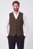 Brown Single Breasted Men's Suit Vest