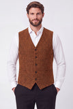 Brown Single Breasted Men's Suit Vest