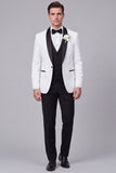 3 Piece Shawl Lapel Blue One Button Men's Wedding Suits
