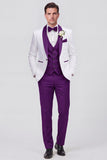 3 Piece Shawl Lapel Blue One Button Men's Wedding Suits