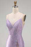 Lilac Backless Short Beaded Tight Homecoming Dress with Criss-Cross Slit