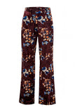 Rust Printed Velvet Single‑Breasted Peak Lapel Women Suits with Pockets