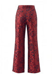 Dark Red Floral Jacquard Double‑Breasted Peak Lapel Long Women Suits