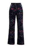 Black Red Flower Peak Lapel Velvet Long Women Suits