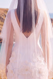White Sheath V-Neck 3D Flower Short Elopement Wedding Dress