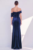 Burgundy Off The Shoulder Velvet Ruched Mermaid Formal Dress