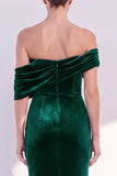 Burgundy Off The Shoulder Velvet Ruched Mermaid Formal Dress