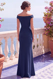 Champagne Sequins Mermaid Cap Sleeves Long Formal Dress with Slit