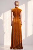 Dark Blue Velvet A-Line V-Neck Ruched Long Mother Of The Bride Dress
