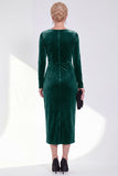 Navy Sheath Velvet Ruched Bateau Neck Mother Of The Bride Dress