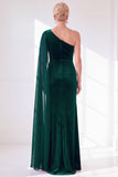 Burgundy One Shoulder Sheath Ruched Mother Of The Bride Dress with Side Cape