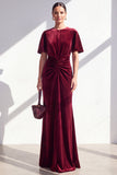 Dark Blue Sheath Ruched Velvet Mother Of The Bride Dress