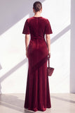 Dark Blue Sheath Ruched Velvet Mother Of The Bride Dress