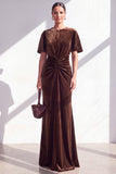 Dark Blue Sheath Ruched Velvet Mother Of The Bride Dress