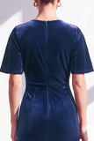 Dark Blue Sheath Ruched Velvet Mother Of The Bride Dress