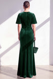 Dark Blue Sheath Ruched Velvet Mother Of The Bride Dress