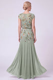 Navy Beaded Batueau A-Line Long Mother Of The Bride Dress