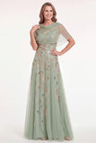 Navy Beaded Sequins A-Line Long Mother Of The Bride Dress with Cape