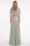 Navy Beaded Sequins A-Line Long Mother Of The Bride Dress with Cape